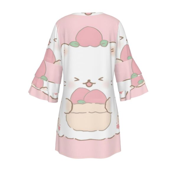 Custom V-Neck Dress with Stacked Ruffle Sleeves – Stylish & Comfortable - Image 2