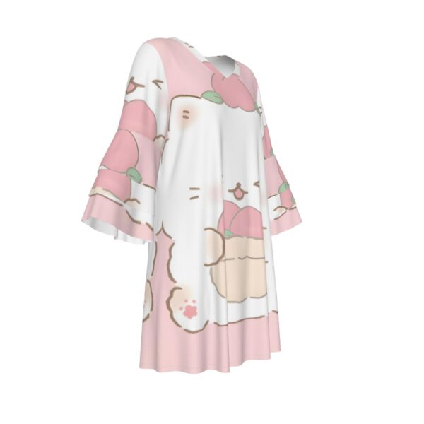 Custom V-Neck Dress with Stacked Ruffle Sleeves – Stylish & Comfortable - Image 3