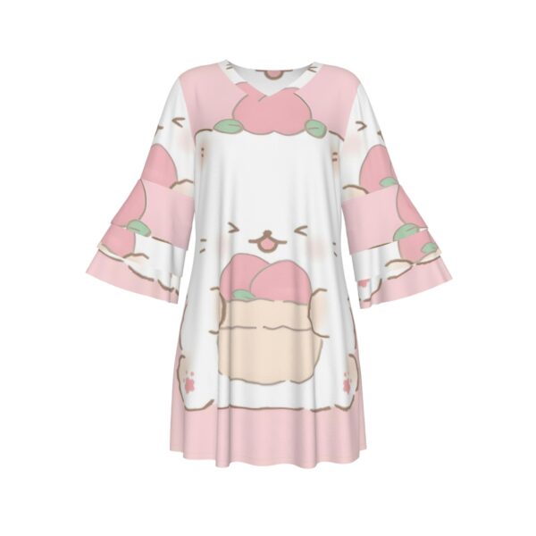 Custom V-Neck Dress with Stacked Ruffle Sleeves – Stylish & Comfortable