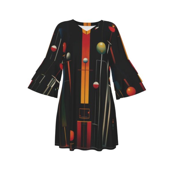 V-Neck Dress with Stacked Ruffle Sleeves – Stylish & Comfortable