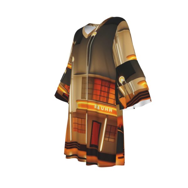 All-Over Print Women's Stacked Ruffle Sleeve Dress - Image 4