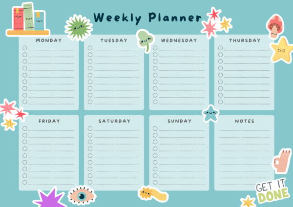 Colorful Playful Weekly Planner A4 Document